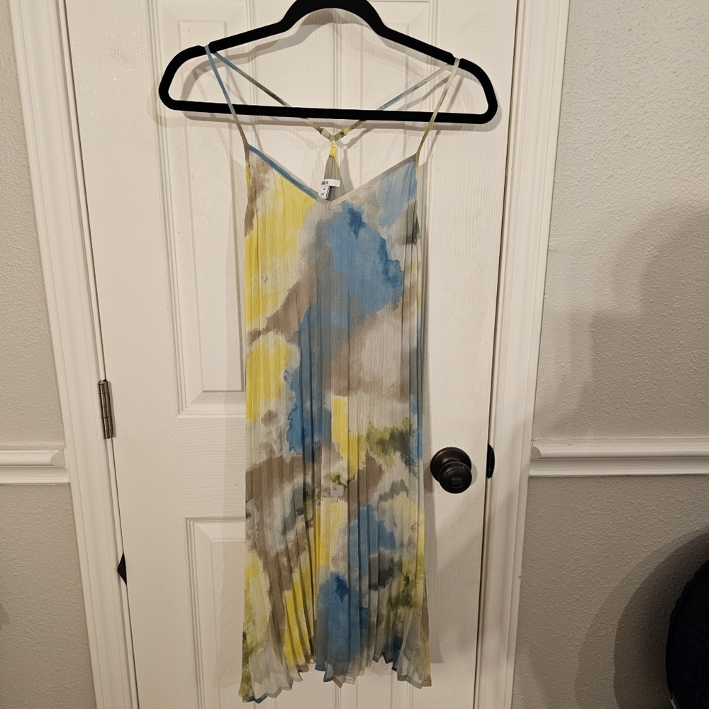 Vibrant Pleated Dress with Straps